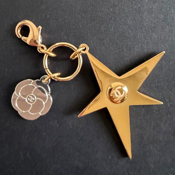 Chanel Black Gift Bag Bundle Holiday Gold Star Silver Camellia Charm - Picture 3 of 5